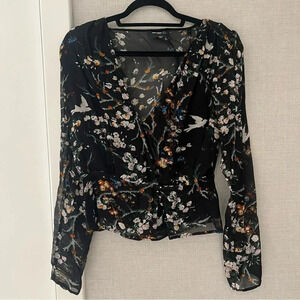 The Kooples Black Floral Blouse